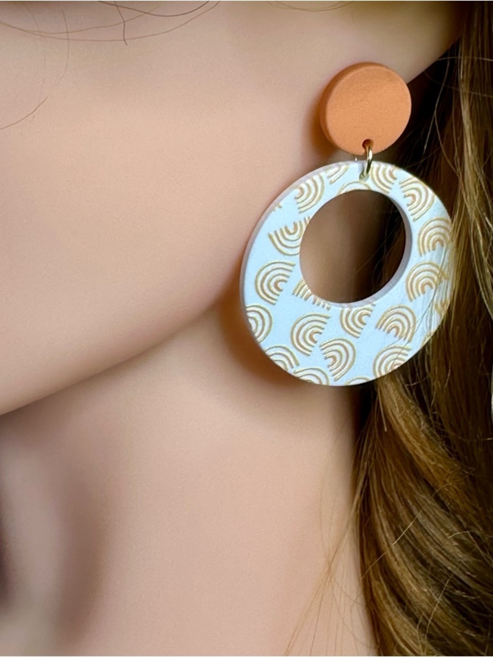 Rainbow Print Retro Hoop Earrings
